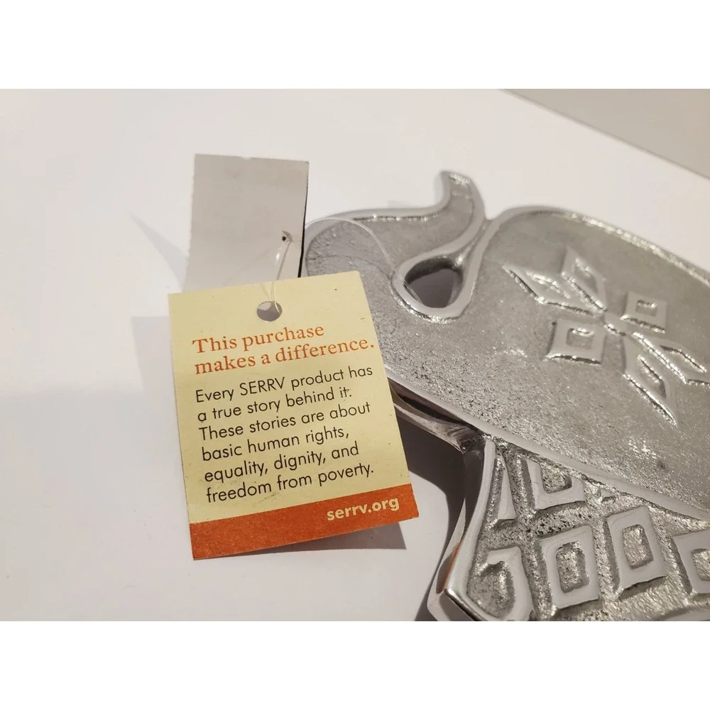 Serrv Aluminum Elephant Trivet Hot Plate Vintage Kitchen Decor Tag Included